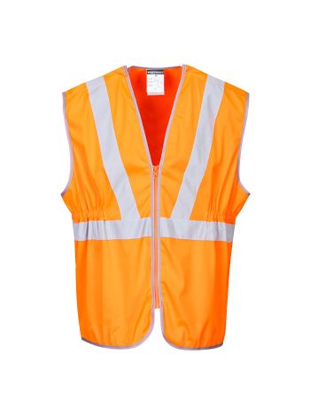 Hi-Vis Zip Long Length Vest , 4XL, R, Orange