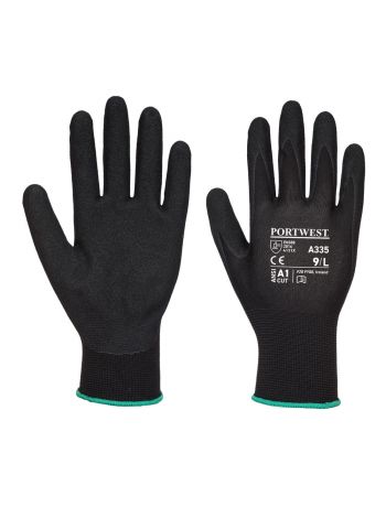Dermi-Grip NPR15 Nitrile Sandy Glove, L, R, Black