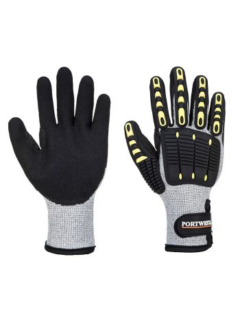 Anti Impact Cut Resistant Thermal Glove, L, R, Grey/Black