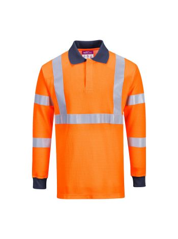 Flame Resistant RIS Polo Shirt, L, R, Orange
