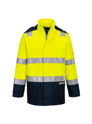 Bizflame Rain+ Hi-Vis Light Arc Jacket , L, R, Yellow/Navy