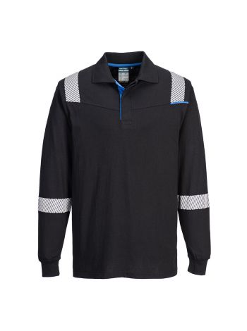 WX3 Flame Resistant Long Sleeve Polo, L, R, Black