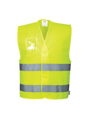 Hi-Vis Two Band Dual ID Holder Vest , L/XL, R, Yellow